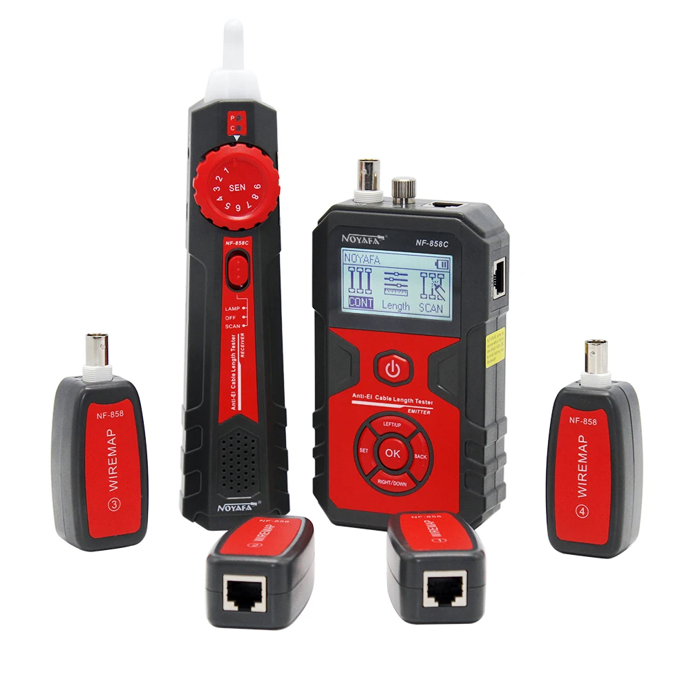 NF-858C LCD Cable Length Continuity Tester POE Voltage Detector with Visual Fault Locator