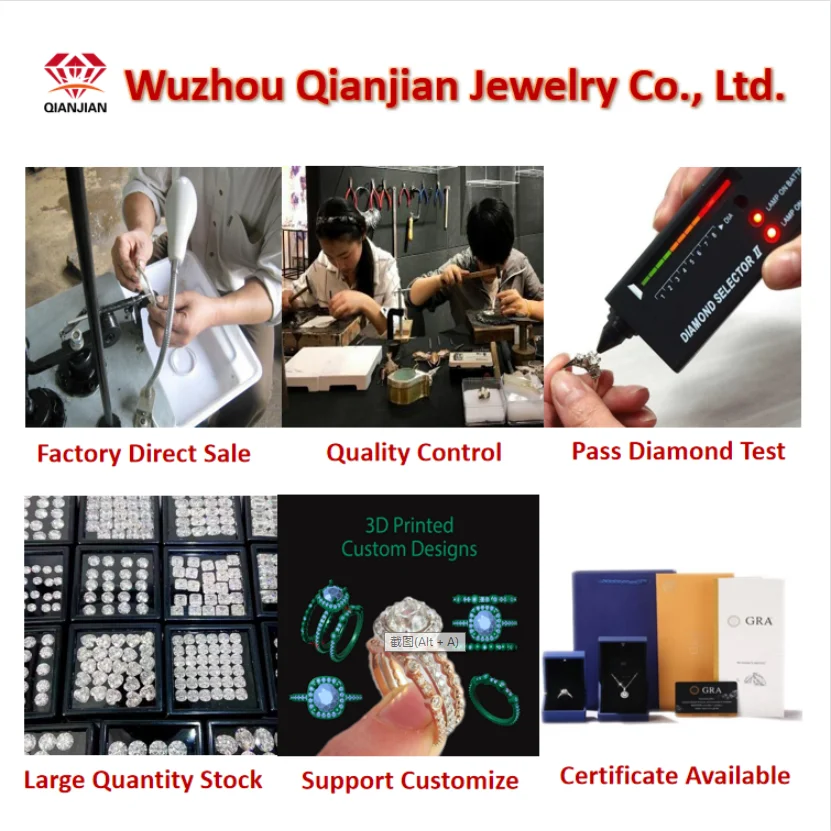 Qianjian Wholesale Price Round Loose Mossanite  Pass Diamond Test GRA  VVS   Loose MoissaniteDiamond Jewelry Making