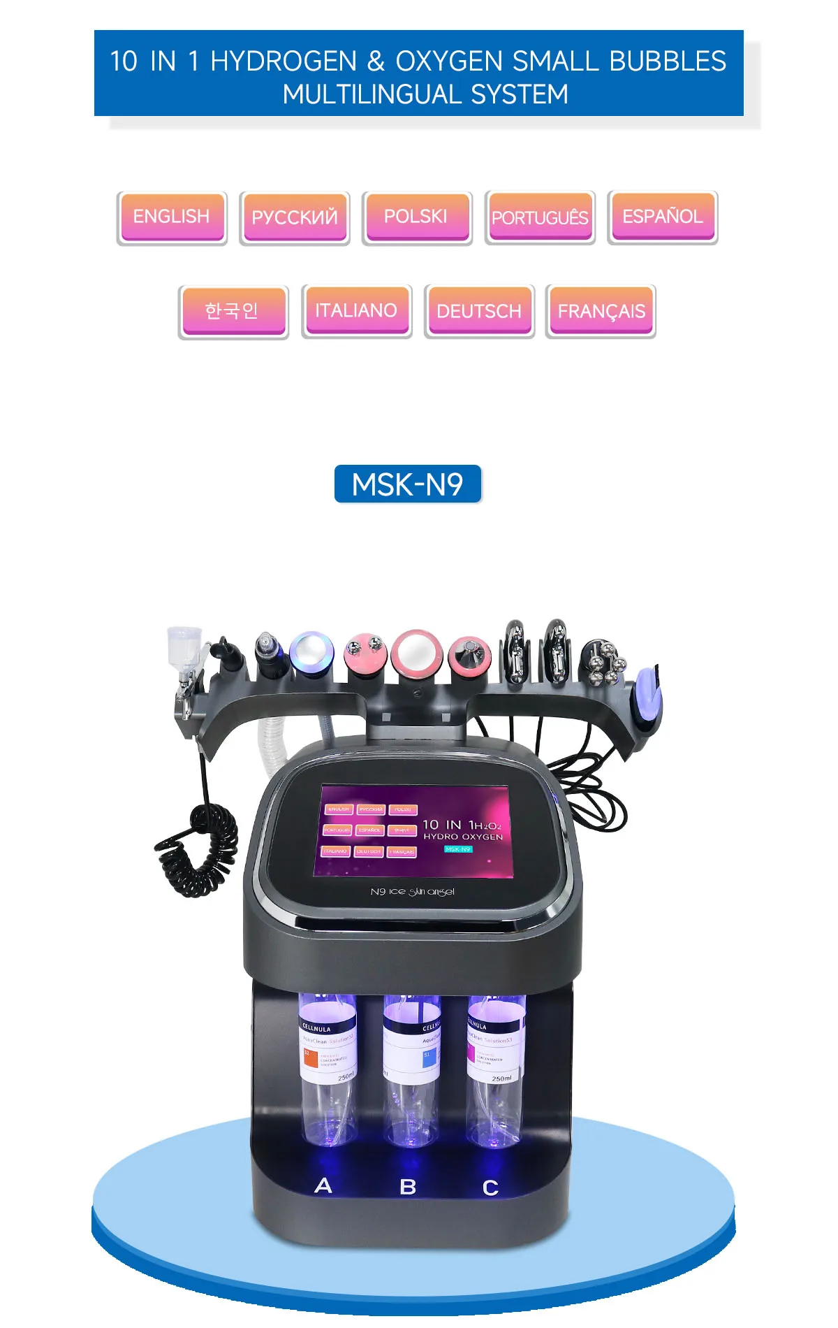10 in 1 Microdermabrasion Aqua Peeling Machine Hydro Oxygen Facial Dermabrasion Face Deep Cleaning H2o2