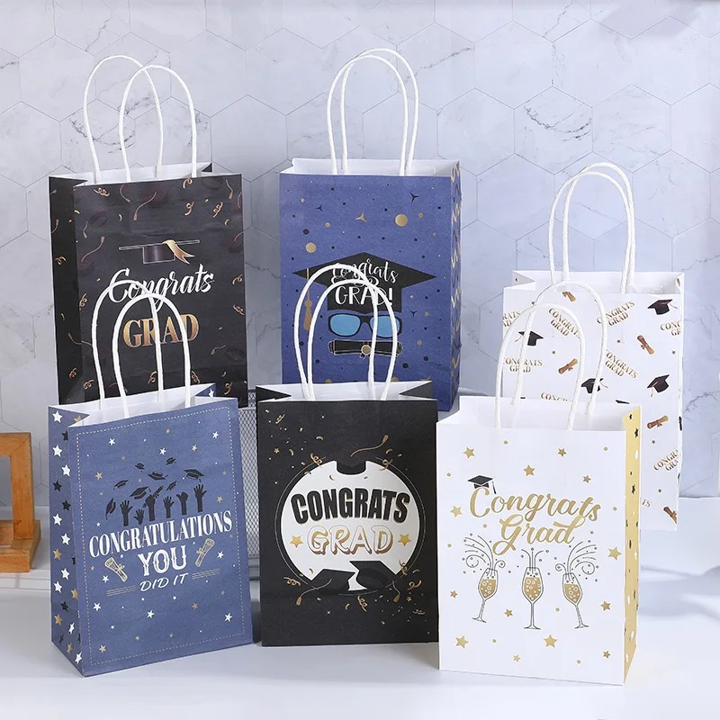Happy Birthday Kraft Paper Bag With Handles Cowhide Creative Cartoon Shopping Gift Handbag