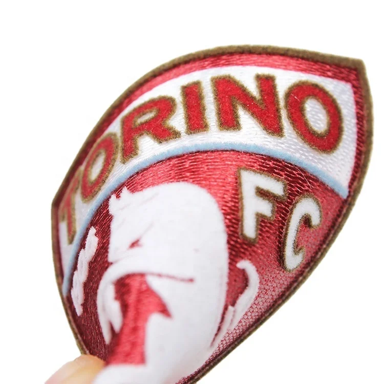 Custom 3D Club Sports Logo Flock Heat Transfer Patches with Tatami Background