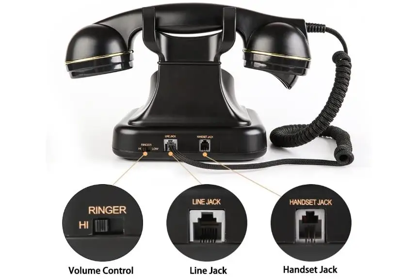 Retro Landline Telephone Classic Rotary Design Old Fashioned Corded Desk Phone for Home and Office