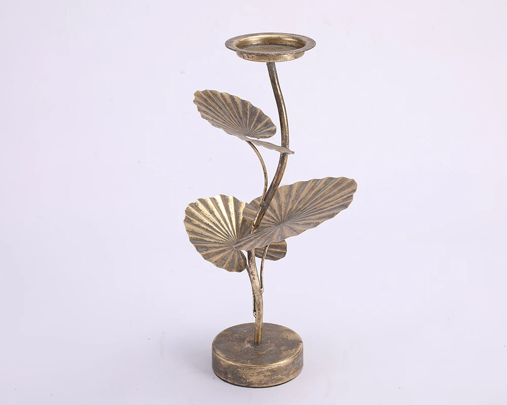 Золотая свеча в форме листьев, украшение для дома