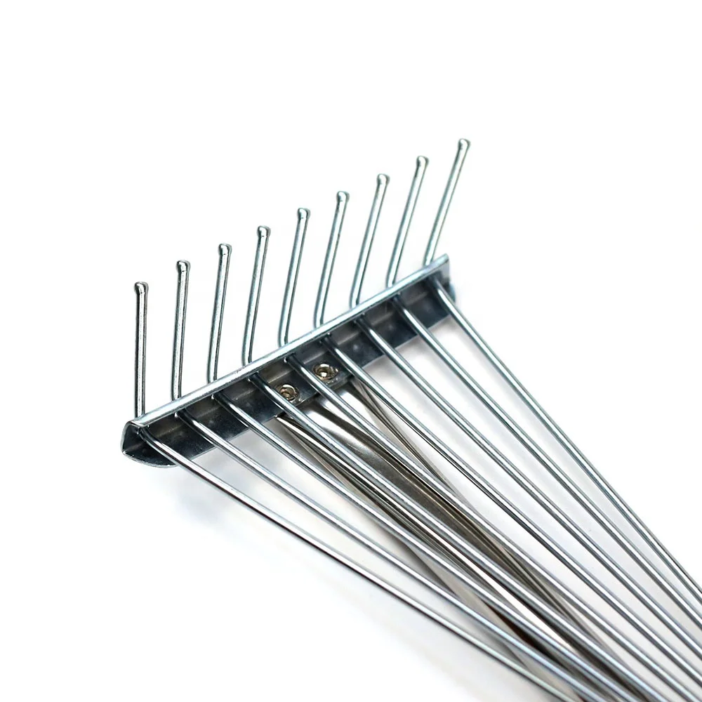 Hot selling garden leaf grass lawn rake with adjustable telescopic steel tubular handle