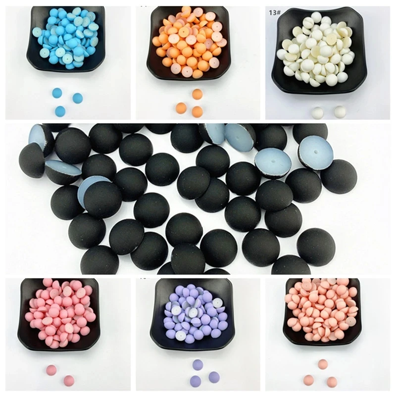 Sustainable 6-12mm flat semi circular plastic beads matte multi-color customizable color clothing accessories beads