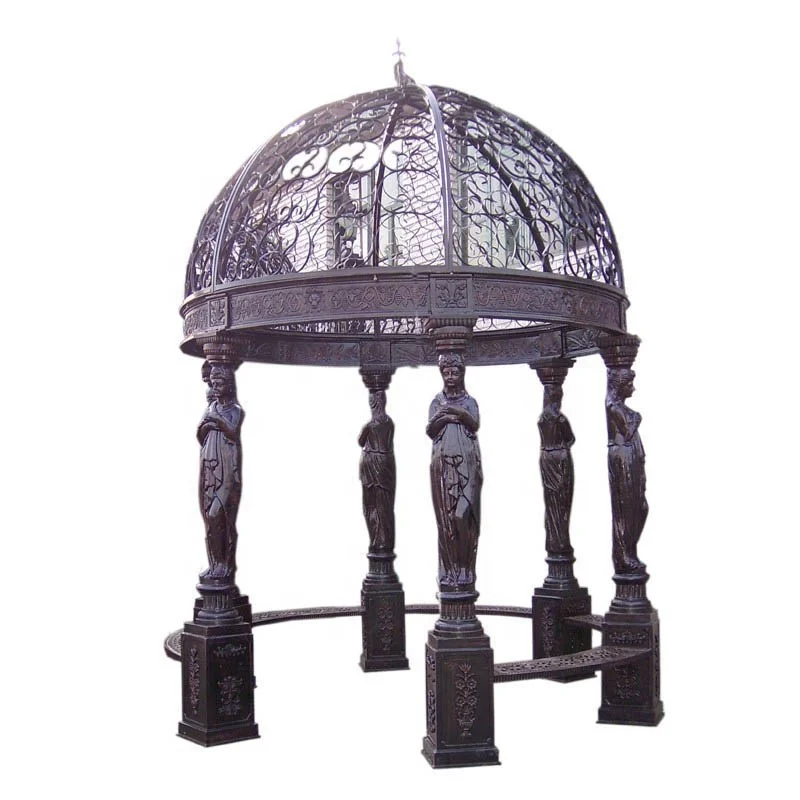 Outdoor Decorative Luxury Garden Metal Pavilion Antique rectangle Cast Iron Gazebo For Sale