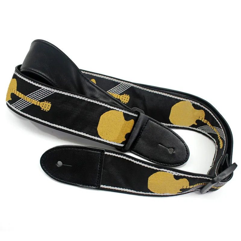 Universal Embroid Webbing Leather Guitar Strap Colorful For Musical Instrument Adjustable Strap Guitar