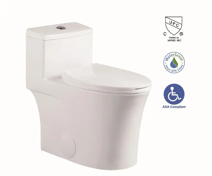 Siphonic CUPC Watersense One Piece Design Slow Down Seat Cover Sanitary Ware Dual Flush ADA Toilets