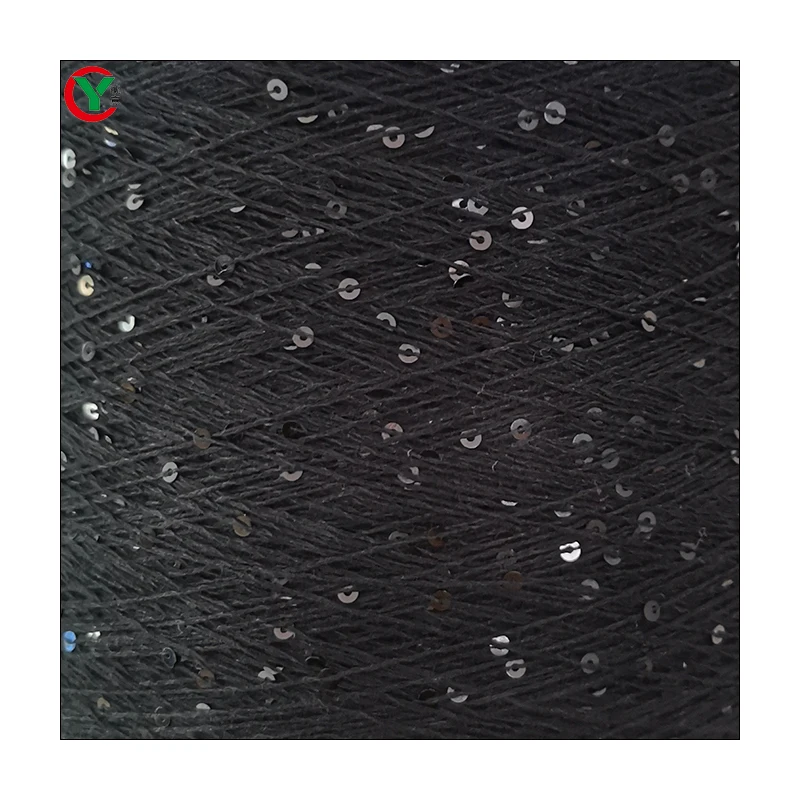 2024 Popular sequin yarn natural 3 stands cotton thread through with 3mm small sequins 1/7s yarn for knitting dress cloth