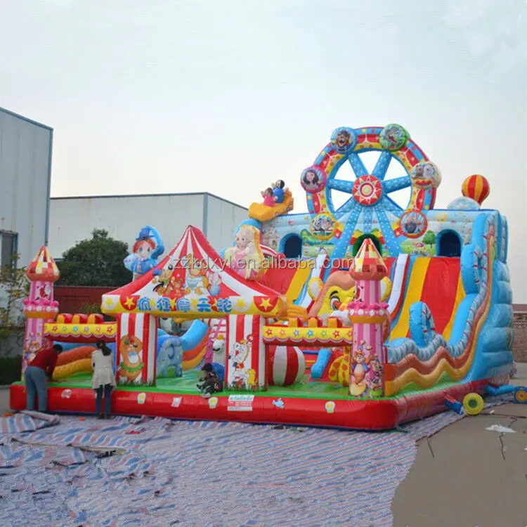 Ferris wheel style children inflatable slide plaza large outdoor trampoline toys to make money play equipment