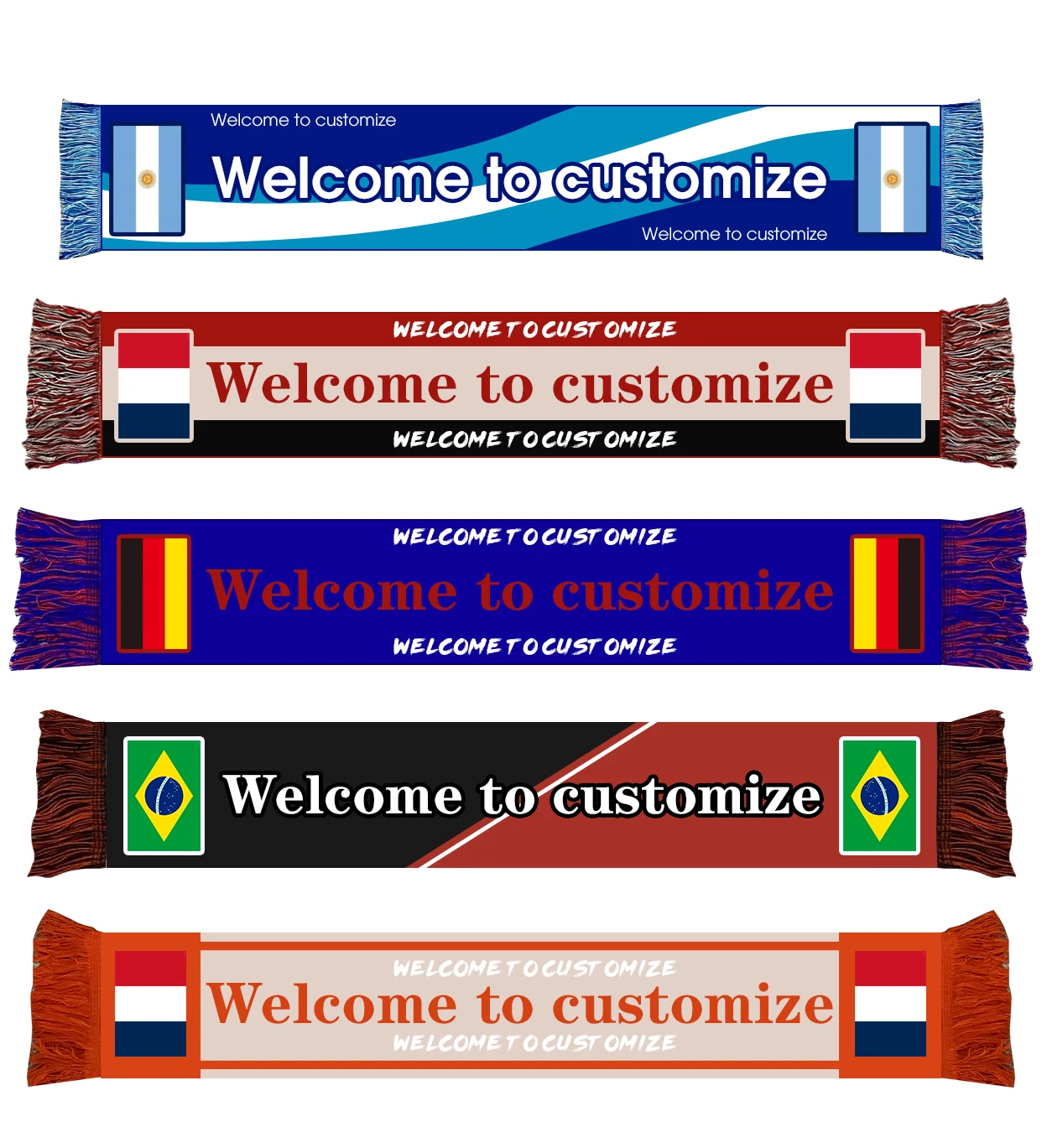 Custom Made Jacquard Woven Acrylic Knit Sport Soccer Club Football Fans Supporter Souvenir Scarf Full Printing Scarf