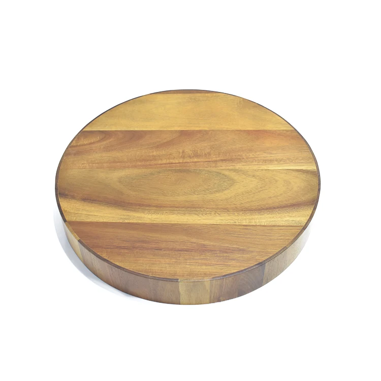 High Grade Practical Round TWO Handle Decor Storage Soild Fruit Food Wooden Serving Trays