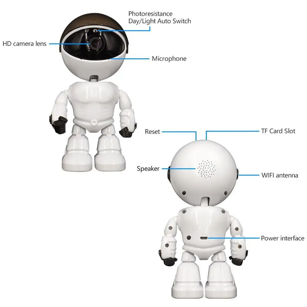 
720/1080P Smart WiFi Robot Baby Monitor IP PTZ Camera Robot Intelligent Auto Tracking Surveillance Camera 