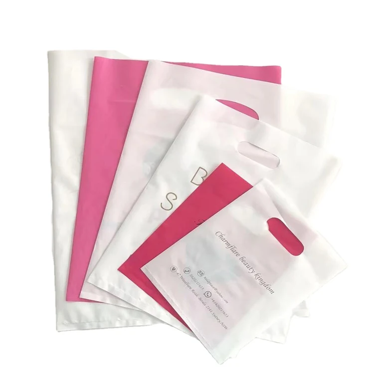 Custom logo biodegradable plastic shopping bag making machine packaging rose pink bags with logo lingerie and clothes packaging