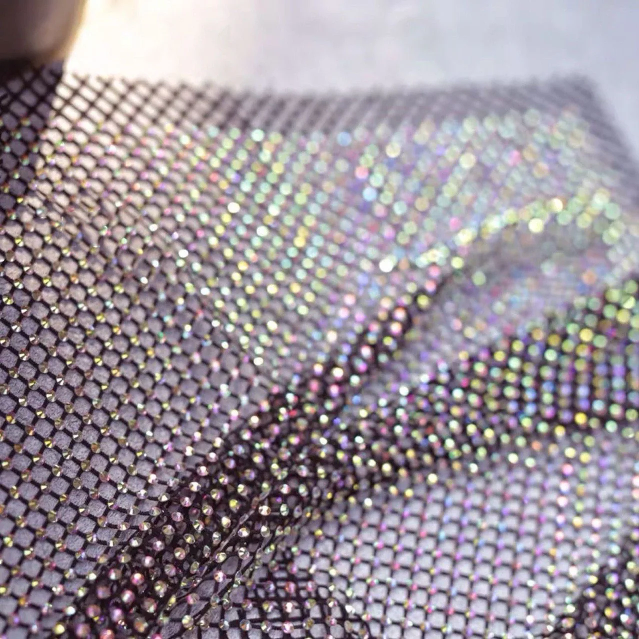 Decorative Hotfix Rhinestone Mesh Fabric For Dress Bag Shoes