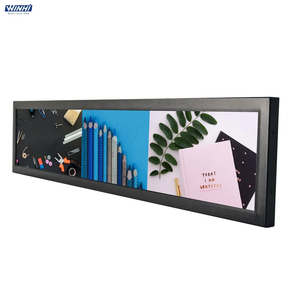 12.6/16.8/19/24/28/29/37in indoor shelf edge stretched bar LCD screen digital signage display for supermarket advertising