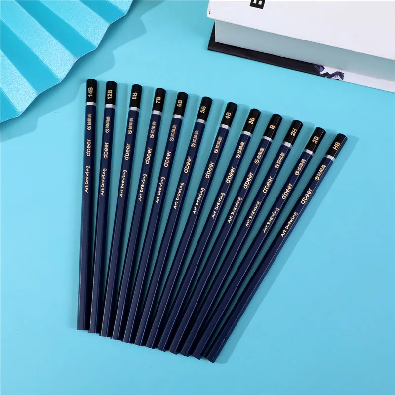 14pieces color box professional drawing series pencils H/2h/HB/3b/4b/5b/6b/7b/8b/10b/12b drawing art pencils