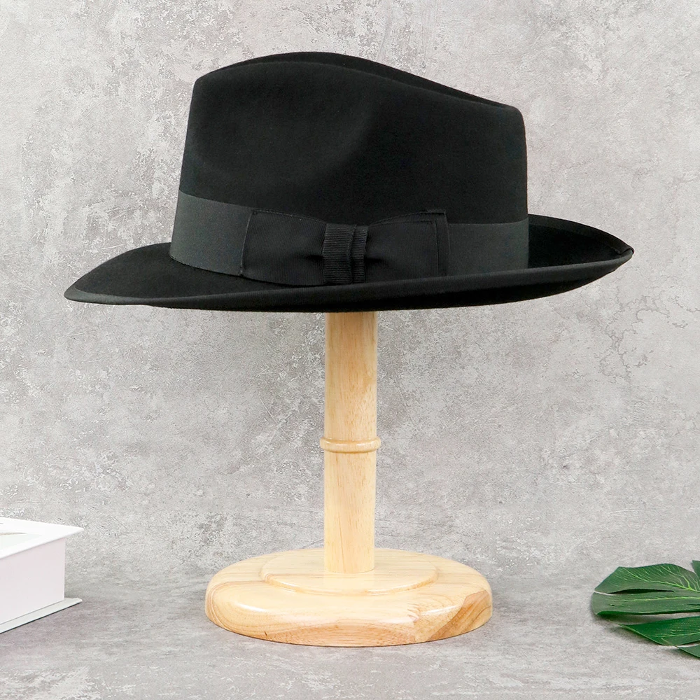 2021 Manufacturer Custom Logo Felt Fedora Women Black Fedora Hats
