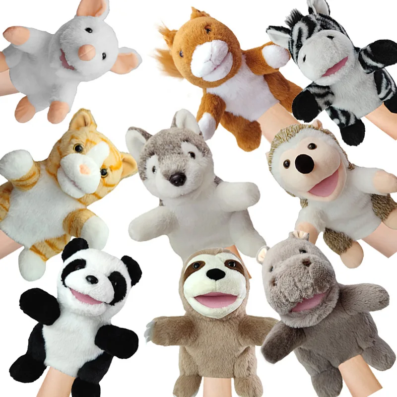 Cute Farm Animal Hand Puppets for Kids Plush Stuffed Puppet Toys Finger Puppets Tiger Monkey Educational Toys For Adult Kids