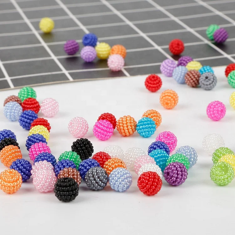 Оптовая продажа красочные круглые бусины Waxberry из АБС-пластика с жемчугом для маркировки ювелирных