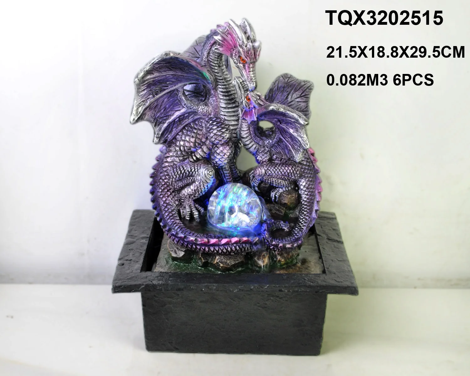 resin decoration crystal ball western dragon water fountains indoor