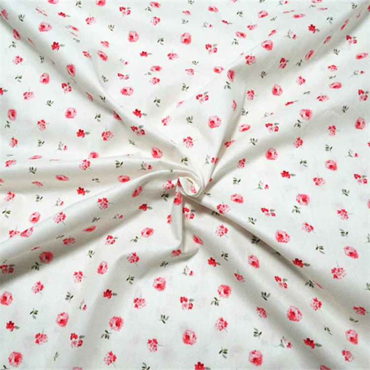 Bulk custom 100 flower floral design single knitted dress making twill 100% cotton stocklot 280gsm cut pieces fabric by the yard