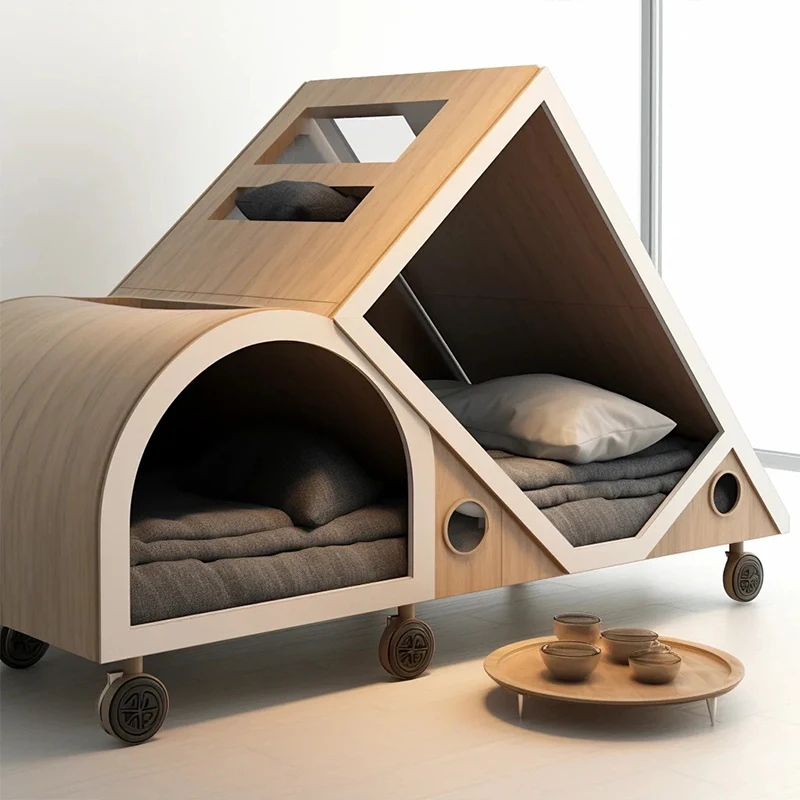 custom furniture manufacturer,Wooden cat nest for winter warmth house villa enclosed house indoor pet house pet