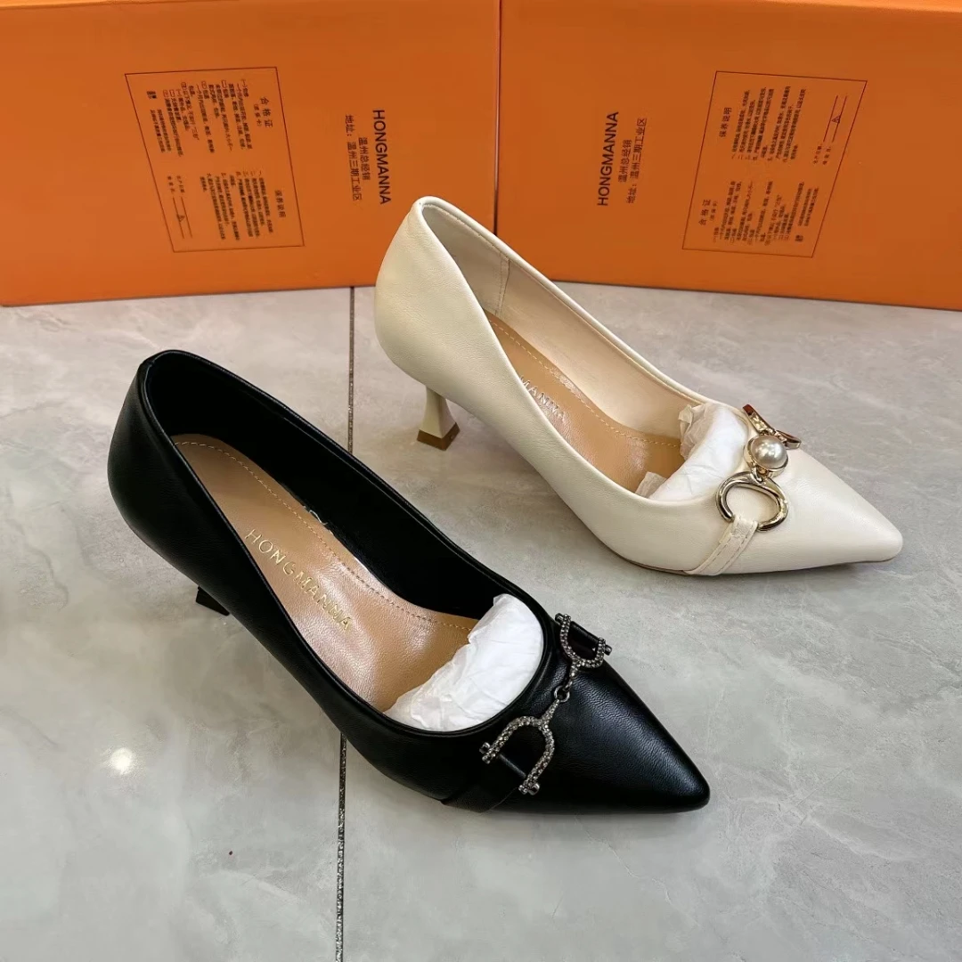 W2848 Trendy Simple Stiletto Office Ladies Heels Work Shoes PU Leather Slip-On Pointed Toed High Heels Shoes For Women