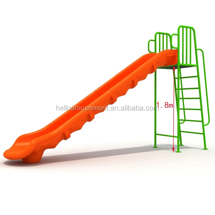 1.8 meter high kids outdoor fun long plastic single slide for teenagers