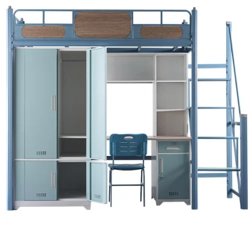 Steel double deck bed vintage metal bunk bed with drawers knock down steel bunk beds