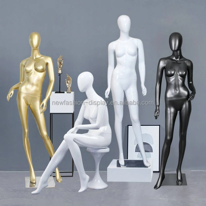 Matt Gold Mannequins Female  Full Body Women Metal Base Display Clothing Shop Fiberglass Model for Ladies