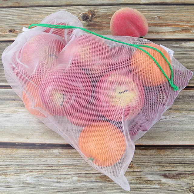 Custom Eco Net Mesh Drawstring Pouch For Fruit Vegetable Potato Packing