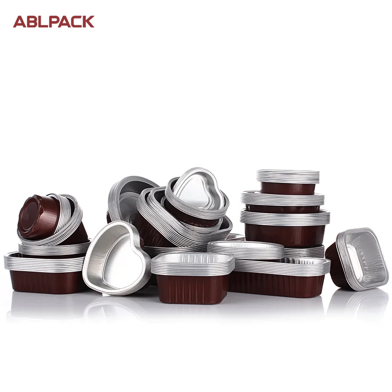 ABLPACK Aluminium foil bakery packaging cupcake tray box restaurant takeout 6.9oz airline food container replace paper plastic