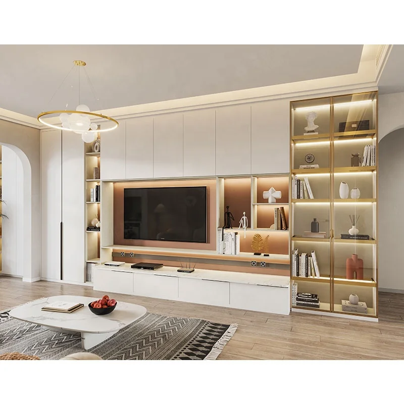 Customized Design Living Room Showcase TV Wall Unit Furniture Wooden TV Stand