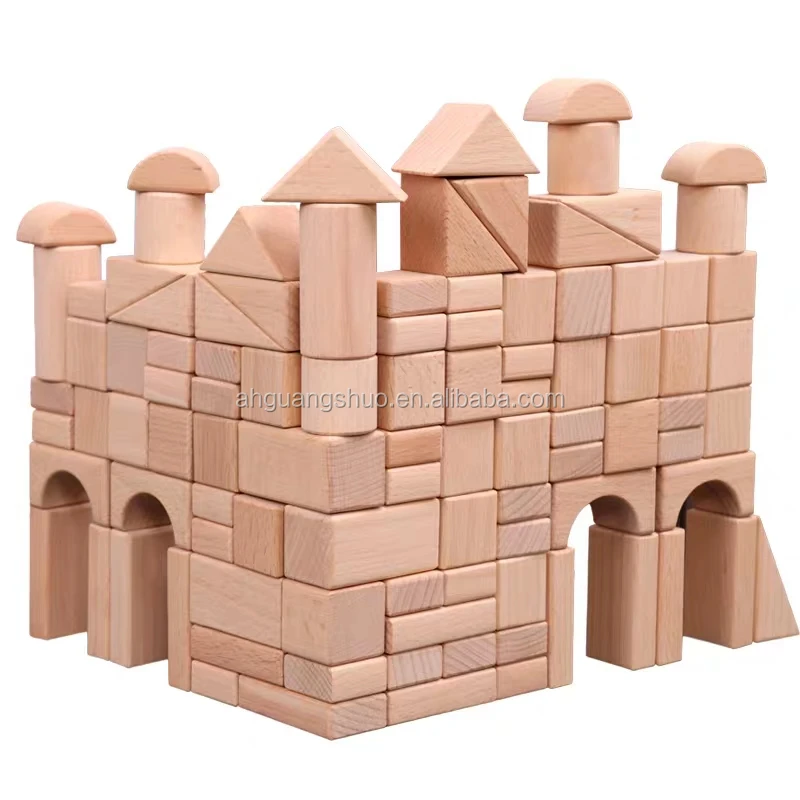 Natural wooden building blocks for children, formaldehyde free
