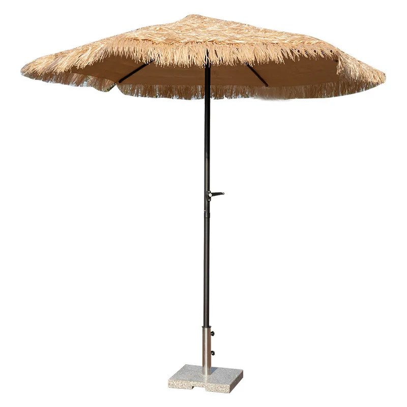 Большой солнечный и дождевой соломы 7 футов Открытый зонтик рафия пляжный для сада Водонепроницаемый от солнца патио