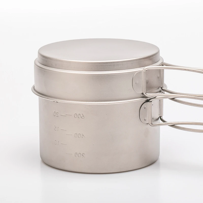 Ultralight Pure Titanium Pot Pan Pure Titanium Cookset Outdoor Camping Cookware Pan Pot Set