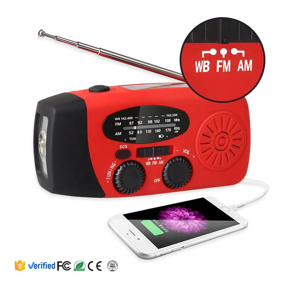 Портативный 2000 мАч Power Bank Солнечная AM/FM радио ручной аварийный 3 в 1 портативное фонарик с лампа для