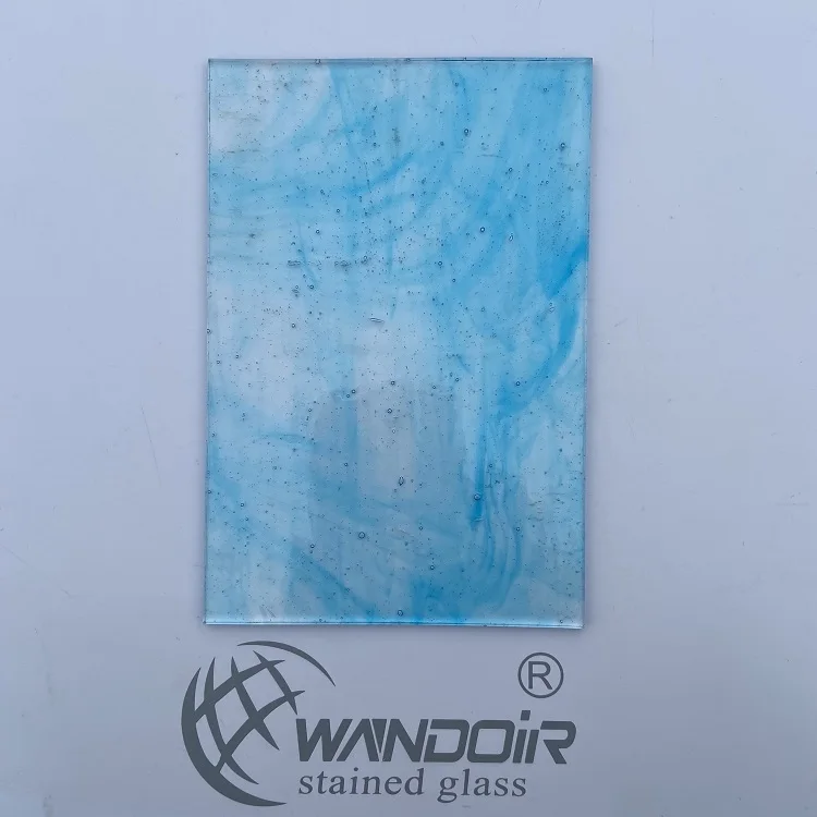 Wanda China Glass Manufacturer Transparent Blue Textured Glass Good Price Stained Glass Sheet