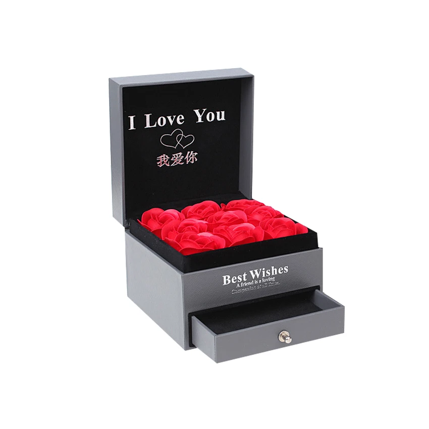 Wholesale deep love flower box flower bouquet boxes gift set two layer flower box