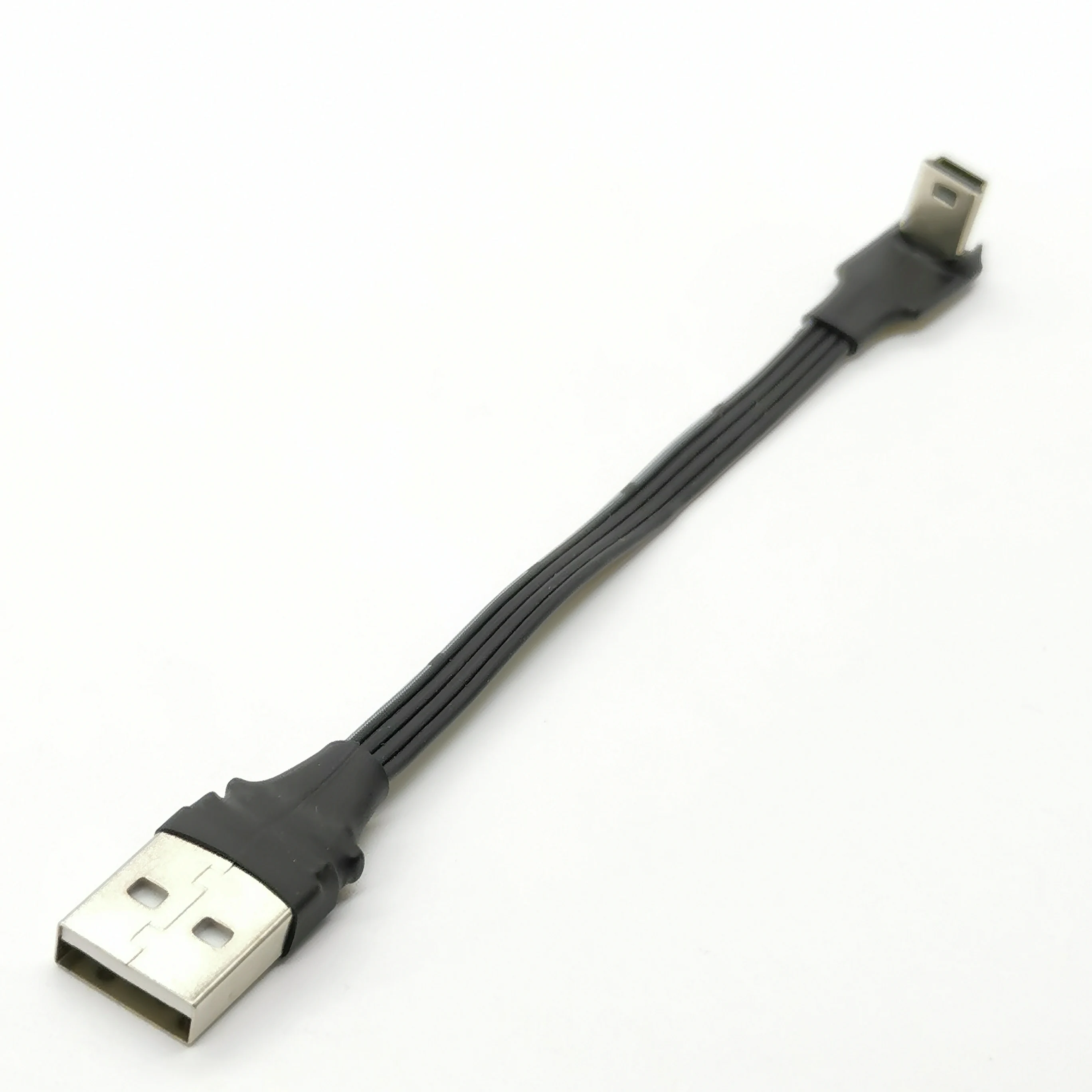 FPV flat ribbon silicone mini T-shaped port Mini USB male upper and lower 90 degree right angle to USB male data cable