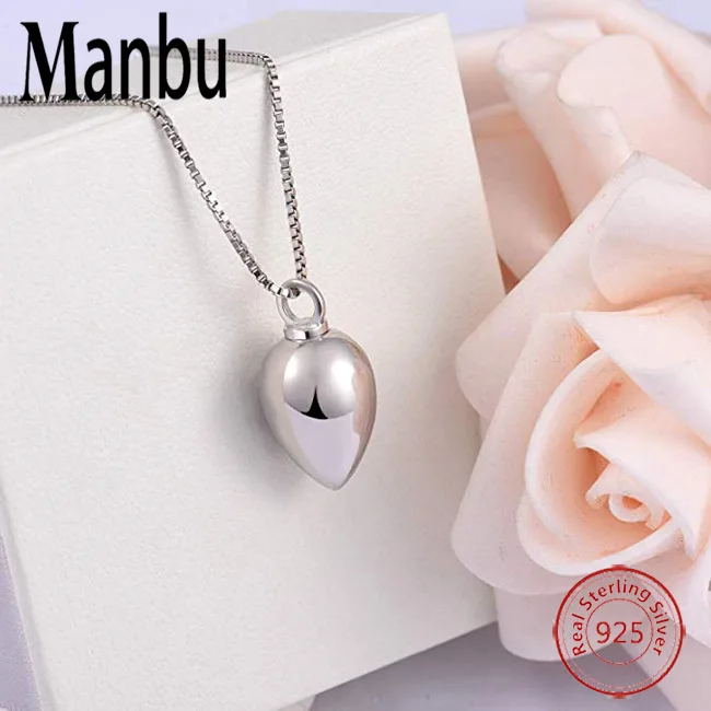 925 Sterling Silver Teardrop Urn Necklace Always In My Heart Memorial Cremation Jewelry For ashes