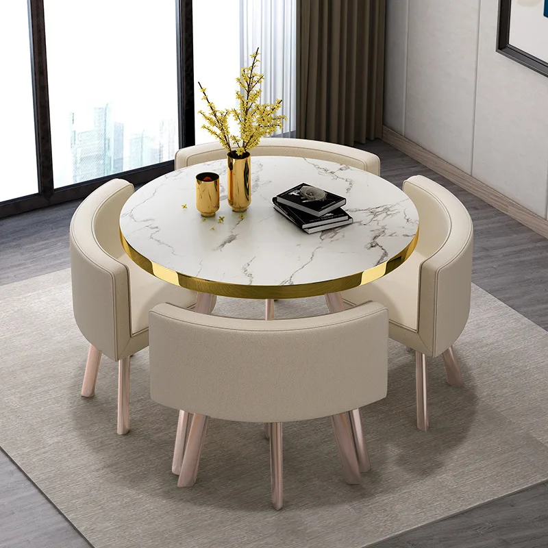 Home Dining Room Furniture Set 1 Table 4 Chairs Hotel Lobby Dining Table Set