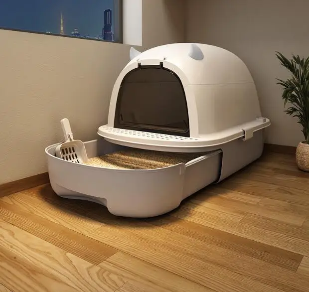 Cat litter box fully enclosed cat toilet semi enclosed cat excrement basin