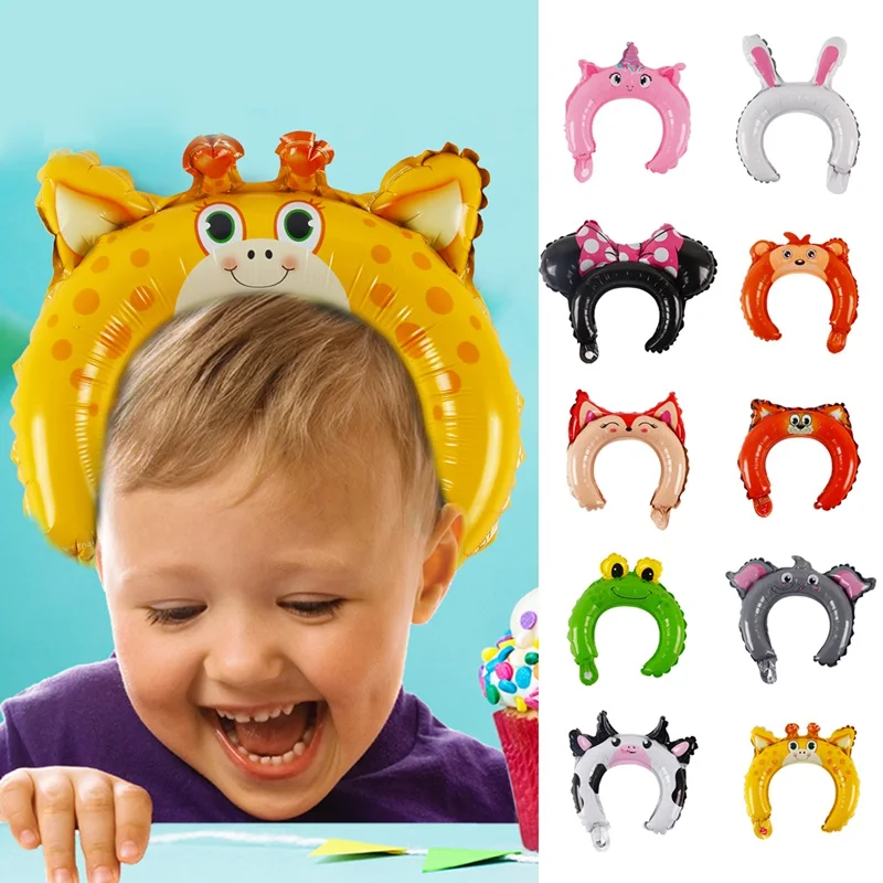 Hot Sale Cute Frog Panda Fox Baby Animal Headband Foil Balloon Birthday Party Balloons Decoration Birthday Balloons