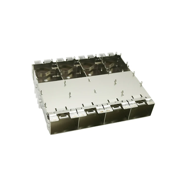 10711114W051  High quality White brass nickel plated 1*4 port Light bar SFP Cage Connector