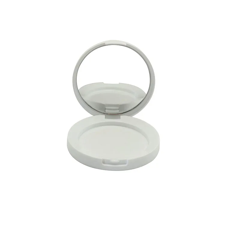 Customized White Round Empty Makeup Blusher Case Compact Case Cosmetic Pressed Powder Containers Packaging With Mirror
