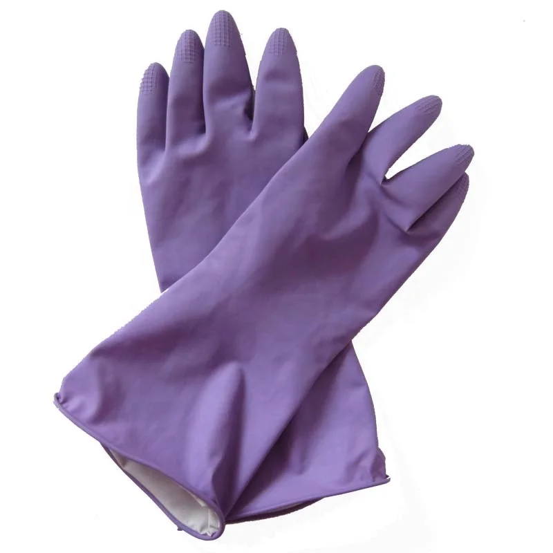 60g exporting purple dip flock lined  household latex gloves