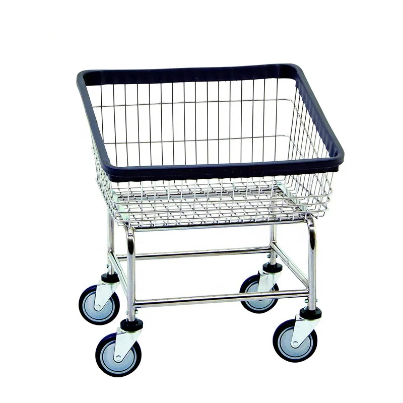 Chromed Rolling Front Load Wire Laundry Cart On Wheels Heavy Duty Laundry Hamper For Storage Basket cart