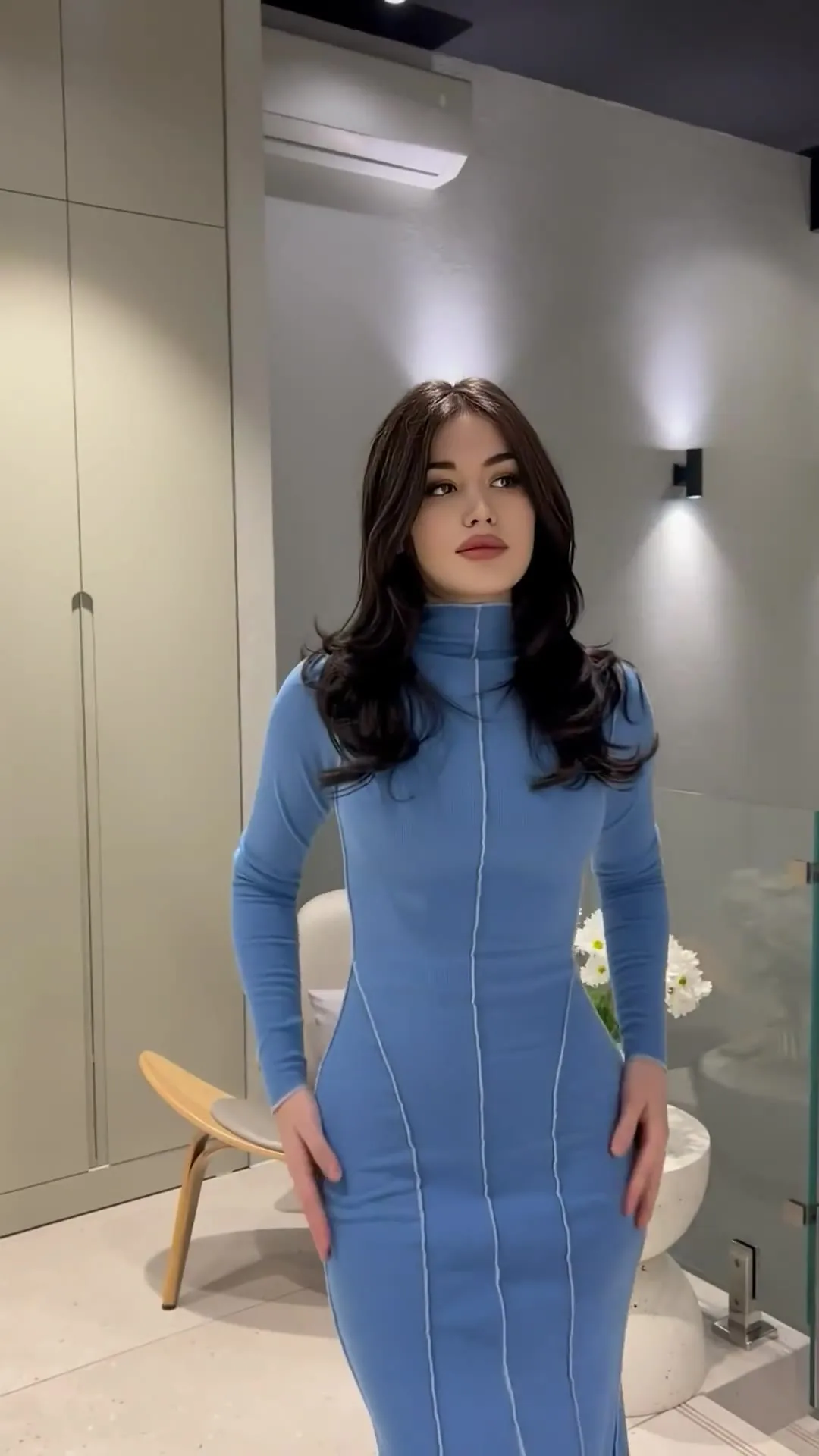 Ribbed Knitted Maxi Dress For Women Autumn Winter Long Sleeve Fashion High Waist Elegant Sexy Party Dress